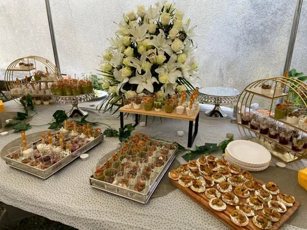 Hors d'œuvre platter with artfully arranged bites