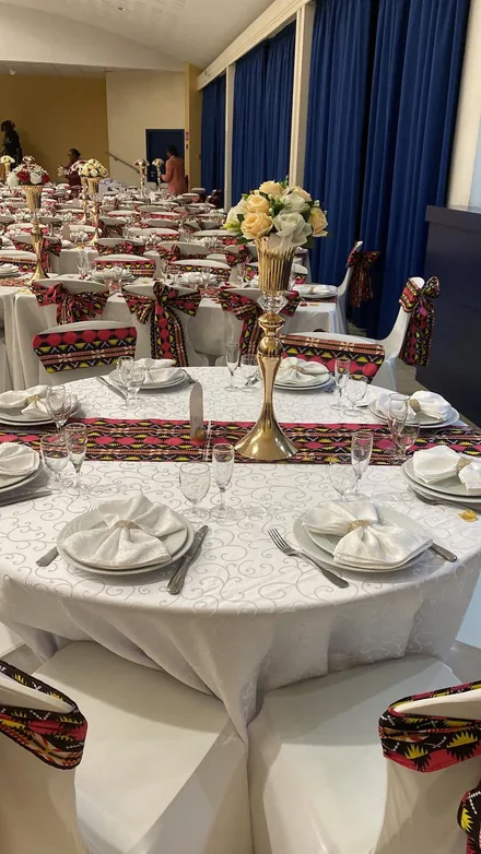 Intimate wedding table layout with elegant centerpieces